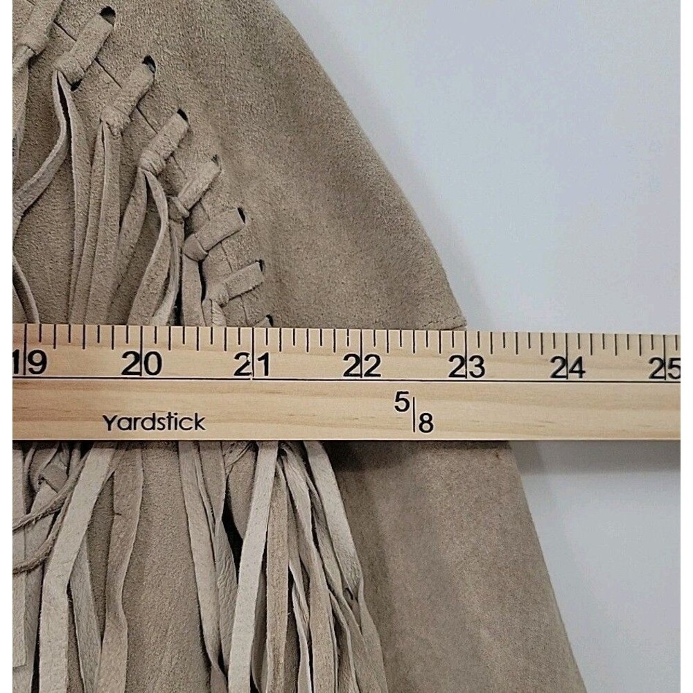 Genelli Mens Leather Fringe Jacket Size XXL Blonde Tan Coat Vintage - Picture 15 of 16